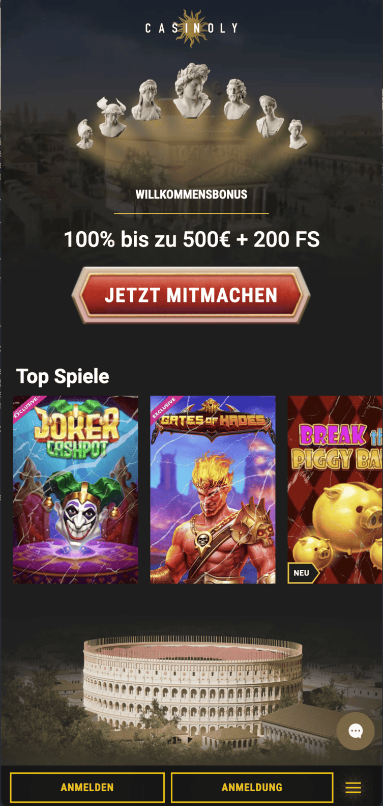 Casinoly Mobile Ansicht